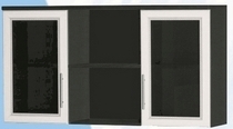 Антресоль большая с двумя стеклодверями ДЛЯ ГОСТИНОЙ АБС-2 Венге/Дуб выбеленный в Бийске - bijsk.katalogmebeli.com | фото