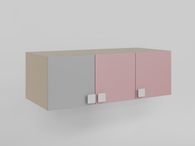 Антресоль на шкаф 3-х створчатый (Розовый/Серый/корпус Клен) в Бийске - bijsk.katalogmebeli.com | фото