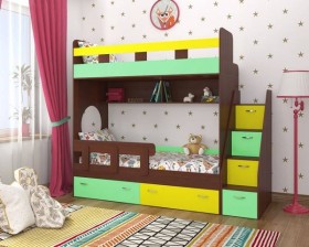 Детская двухъярусная кровать Юниор-1 Белый/Синий Распродажа в Бийске - bijsk.katalogmebeli.com | фото 4