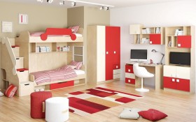 Детская комната Бэрри (Бежевый/Красный/корпус Клен) в Бийске - bijsk.katalogmebeli.com | фото 2