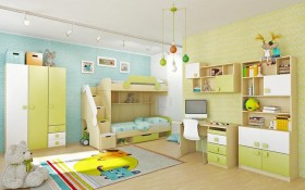 Детская комната Эппл (Зеленый/Белый/корпус Клен) в Бийске - bijsk.katalogmebeli.com | фото 3