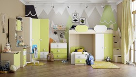 Детская комната Эппл (Зеленый/Белый/корпус Клен) в Бийске - bijsk.katalogmebeli.com | фото 13