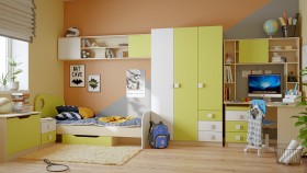 Детская комната Эппл (Зеленый/Белый/корпус Клен) в Бийске - bijsk.katalogmebeli.com | фото 11
