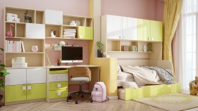 Детская комната Эппл (Зеленый/Белый/корпус Клен) в Бийске - bijsk.katalogmebeli.com | фото 12