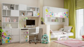 Детская комната Флер (Белый/корпус Выбеленное дерево) в Бийске - bijsk.katalogmebeli.com | фото 2