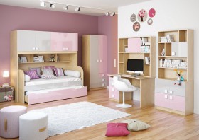 Детская комната Грэйси (Розовый/Серый/корпус Клен) в Бийске - bijsk.katalogmebeli.com | фото 2