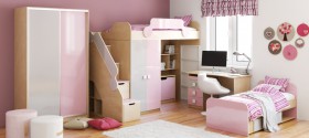Детская комната Грэйси (Розовый/Серый/корпус Клен) в Бийске - bijsk.katalogmebeli.com | фото 5