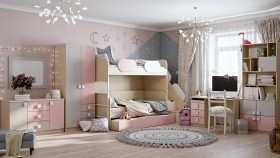 Детская комната Грэйси (Розовый/Серый/корпус Клен) в Бийске - bijsk.katalogmebeli.com | фото 12