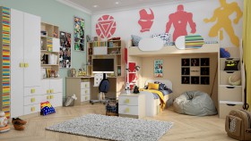 Детская комната Клаксон без машинок (Белый/корпус Клен) в Бийске - bijsk.katalogmebeli.com | фото 2