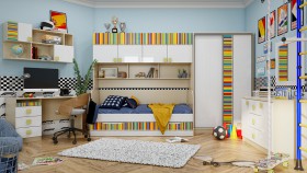Детская комната Клаксон без машинок (Белый/корпус Клен) в Бийске - bijsk.katalogmebeli.com | фото 5
