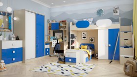 Детская комната Скай Люкс (Синий/Белый/корпус Клен) в Бийске - bijsk.katalogmebeli.com | фото 5