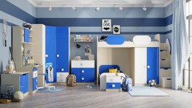 Детская комната Скай Люкс (Синий/Белый/корпус Клен) в Бийске - bijsk.katalogmebeli.com | фото 7