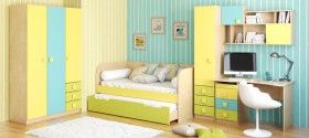 Детская комната Смайли (Желтый/Голубой/Зеленый/корпус Клен) в Бийске - bijsk.katalogmebeli.com | фото