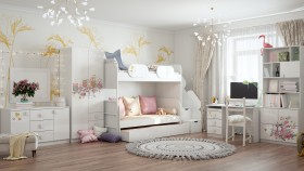 Детская комната Совушки (Белый/корпус Выбеленное дерево) в Бийске - bijsk.katalogmebeli.com | фото 3