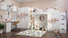 Детская комната Совушки (Белый/корпус Выбеленное дерево) в Бийске - bijsk.katalogmebeli.com | фото