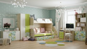 Детская комната Твит (Белый/Зеленый/корпус Клен) в Бийске - bijsk.katalogmebeli.com | фото 4