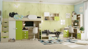 Детская комната Твит (Белый/Зеленый/корпус Клен) в Бийске - bijsk.katalogmebeli.com | фото 8