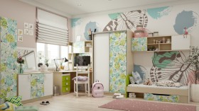 Детская комната Твит (Белый/Зеленый/корпус Клен) в Бийске - bijsk.katalogmebeli.com | фото