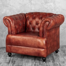 Кресло кожаное Лофт Честер-Нью (Коричневый) в Бийске - bijsk.katalogmebeli.com | фото