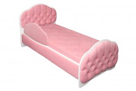 Кровать 160 Гармония 36 Светло-розовый (мягкий бортик) в Бийске - bijsk.katalogmebeli.com | фото