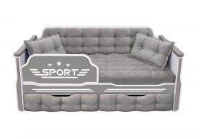 Кровать 160 серии Спорт 2 ящика 45 Серый (подушки) в Бийске - bijsk.katalogmebeli.com | фото