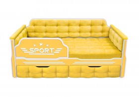 Кровать 160 серии Спорт 2 ящика 74 Жёлтый (мягкие боковые накладки) в Бийске - bijsk.katalogmebeli.com | фото