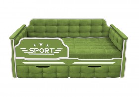 Кровать 160 серии Спорт 2 ящика 76 Зелёный (мягкие боковые накладки) в Бийске - bijsk.katalogmebeli.com | фото