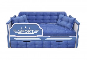 Кровать 160 серии Спорт 2 ящика 85 Синий (подушки) в Бийске - bijsk.katalogmebeli.com | фото