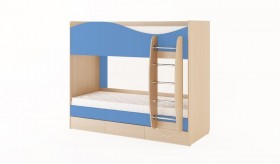 Кровать 2-х ярусная с ящиками (Беленый дуб/Синий) в Бийске - bijsk.katalogmebeli.com | фото