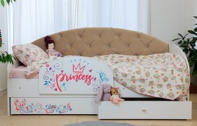 Кровать детская Эльза с бортиком Принцесса Белый/Бежевый в Бийске - bijsk.katalogmebeli.com | фото