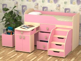 Кровать детская Фея 1.6 Дуб молочный/Розовый в Бийске - bijsk.katalogmebeli.com | фото