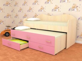 Кровать детская Нимфа двухместная 2.0 Дуб молочный/Розовый в Бийске - bijsk.katalogmebeli.com | фото