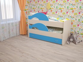 Кровать детская Радуга 1600 Млечный дуб/Голубой в Бийске - bijsk.katalogmebeli.com | фото