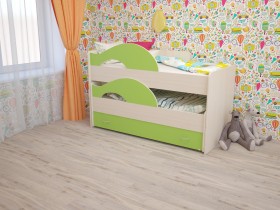 Кровать детская Радуга 1600 Млечный дуб/Салатовый в Бийске - bijsk.katalogmebeli.com | фото