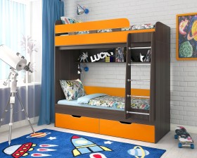 Кровать двухъярусная Юниор-5  Бодего/Оранжевый в Бийске - bijsk.katalogmebeli.com | фото 1