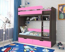 Кровать двухъярусная Юниор-5  Бодего/Розовый в Бийске - bijsk.katalogmebeli.com | фото 1