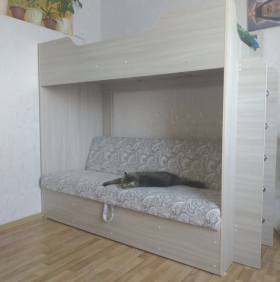Кровать двухъярусная с диваном (Беленый дуб) в Бийске - bijsk.katalogmebeli.com | фото