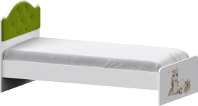 Кровать Каспер с мягкой спинкой и фотопечатью (800х1900)Белый/Лайм в Бийске - bijsk.katalogmebeli.com | фото