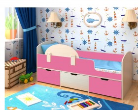 Кровать Малыш-мини Дуб молочный/Розовый в Бийске - bijsk.katalogmebeli.com | фото