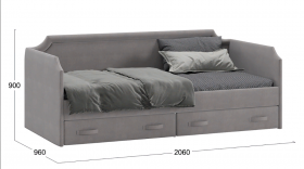 Кровать с мягкой обивкой и ящиками «Кантри» Тип 1 (900) (Велюр Светло-серый) в Бийске - bijsk.katalogmebeli.com | фото 3
