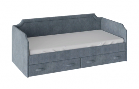 Кровать с мягкой обивкой и ящиками «Кантри» Тип 1 (900) (Замша синяя) в Бийске - bijsk.katalogmebeli.com | фото