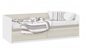 Кровать «Сканди» с 2 ящиками Дуб Гарден/Белый/Глиняный серый в Бийске - bijsk.katalogmebeli.com | фото