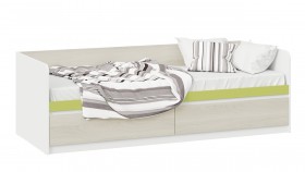 Кровать «Сканди» с 2 ящиками Дуб Гарден/Белый/Зеленый в Бийске - bijsk.katalogmebeli.com | фото