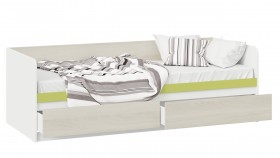Кровать «Сканди» с 2 ящиками Дуб Гарден/Белый/Зеленый в Бийске - bijsk.katalogmebeli.com | фото 2