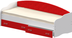 Кровать Софа-7 с мягкой спинкой (800х1900) Белый/Красный в Бийске - bijsk.katalogmebeli.com | фото
