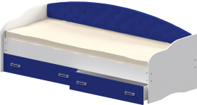 Кровать Софа-7 с мягкой спинкой (800х1900) Белый/Синий в Бийске - bijsk.katalogmebeli.com | фото