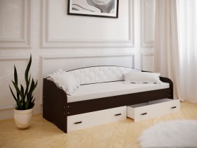 Кровать Софа-7 с мягкой спинкой (800х1900) Венге/ Белый в Бийске - bijsk.katalogmebeli.com | фото