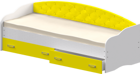 Кровать Софа-7 с мягкой спинкой (800х2000) Белый/Желтый в Бийске - bijsk.katalogmebeli.com | фото