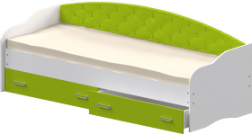 Кровать Софа-7 с мягкой спинкой (800х2000) Белый/Лайм в Бийске - bijsk.katalogmebeli.com | фото