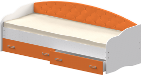 Кровать Софа-7 с мягкой спинкой (800х2000) Белый/Оранжевый в Бийске - bijsk.katalogmebeli.com | фото 1